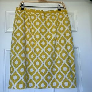 Boden Yellow and White Patterned Skirt